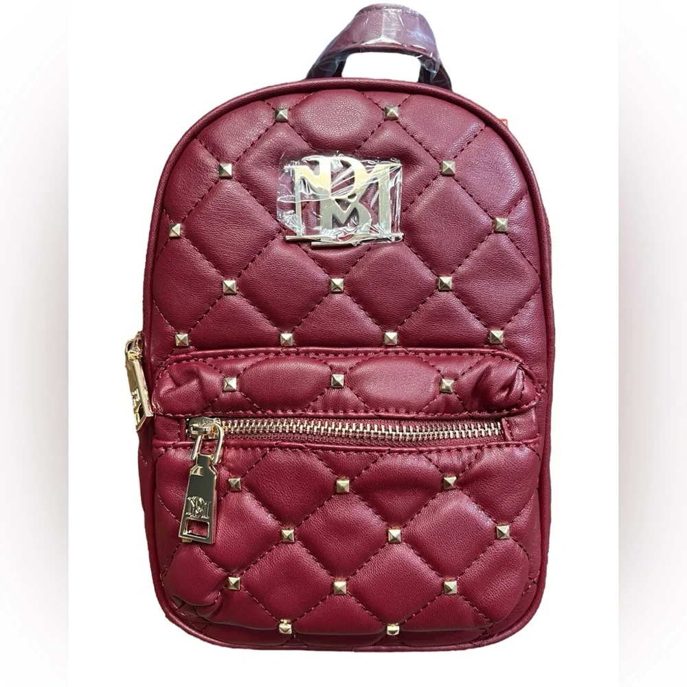 Badgley Mischka Small Diamond Quilted Studded Backpack NWT